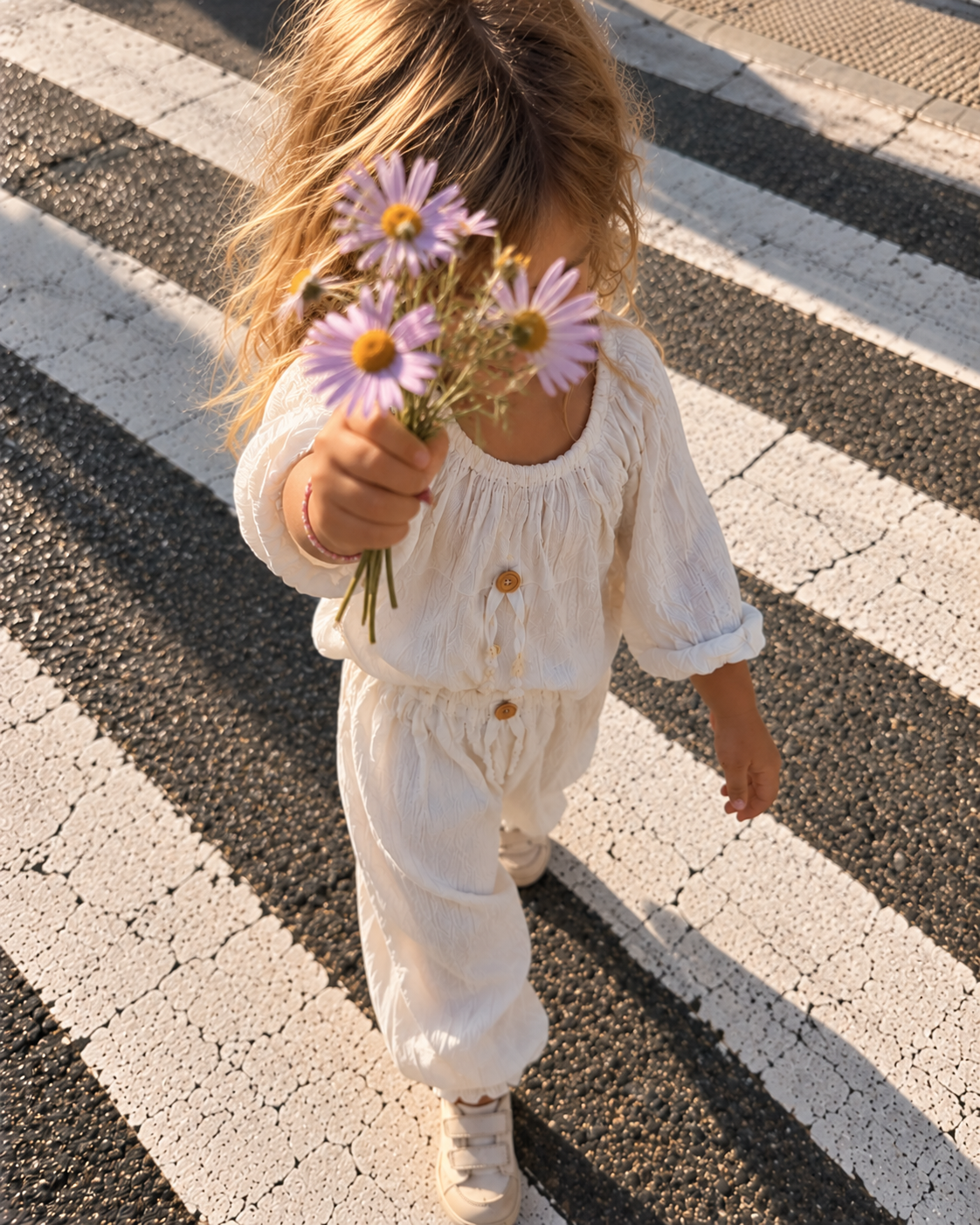 toddler girl white two-piece linen outfit Australian made