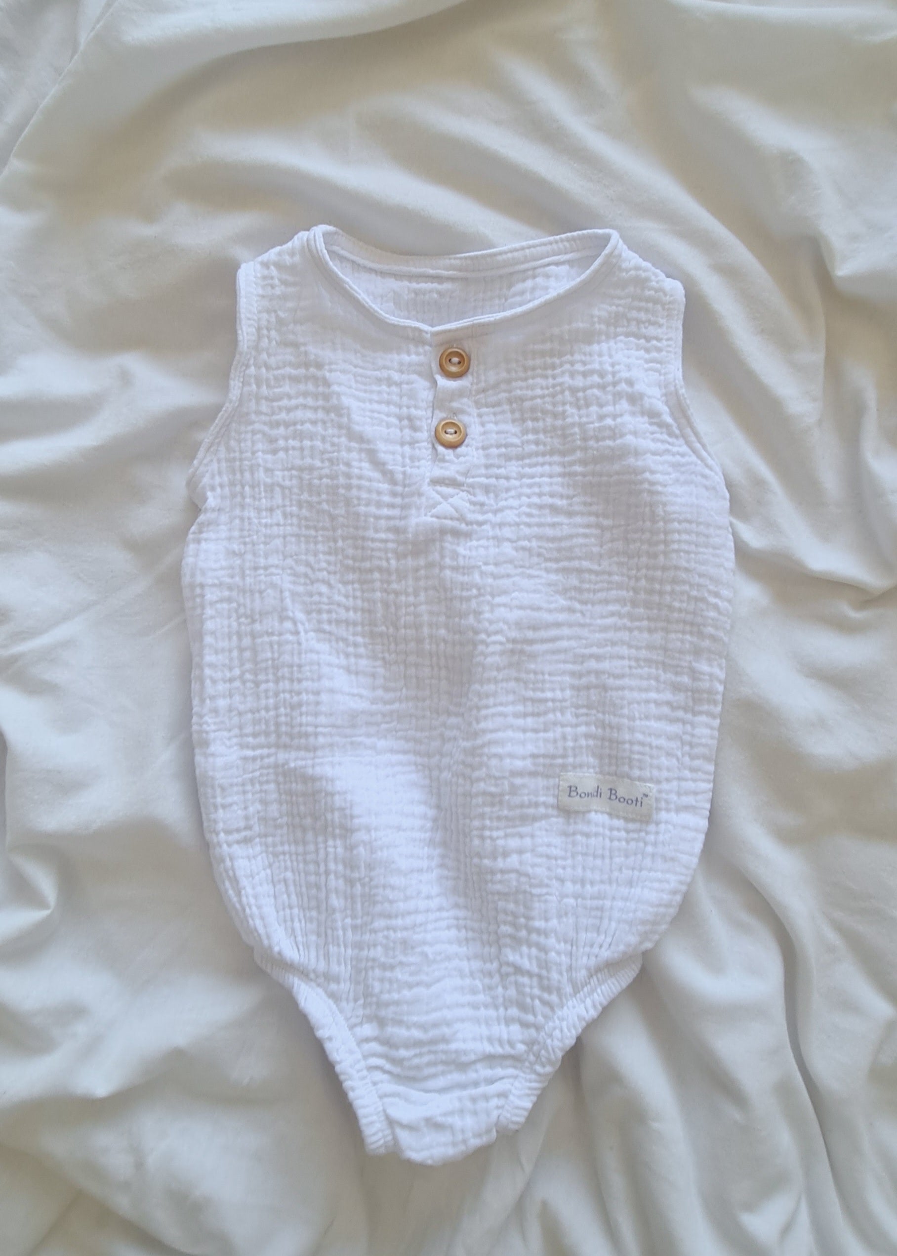 Organic Cotton Baby Romper - White (Wholesale)