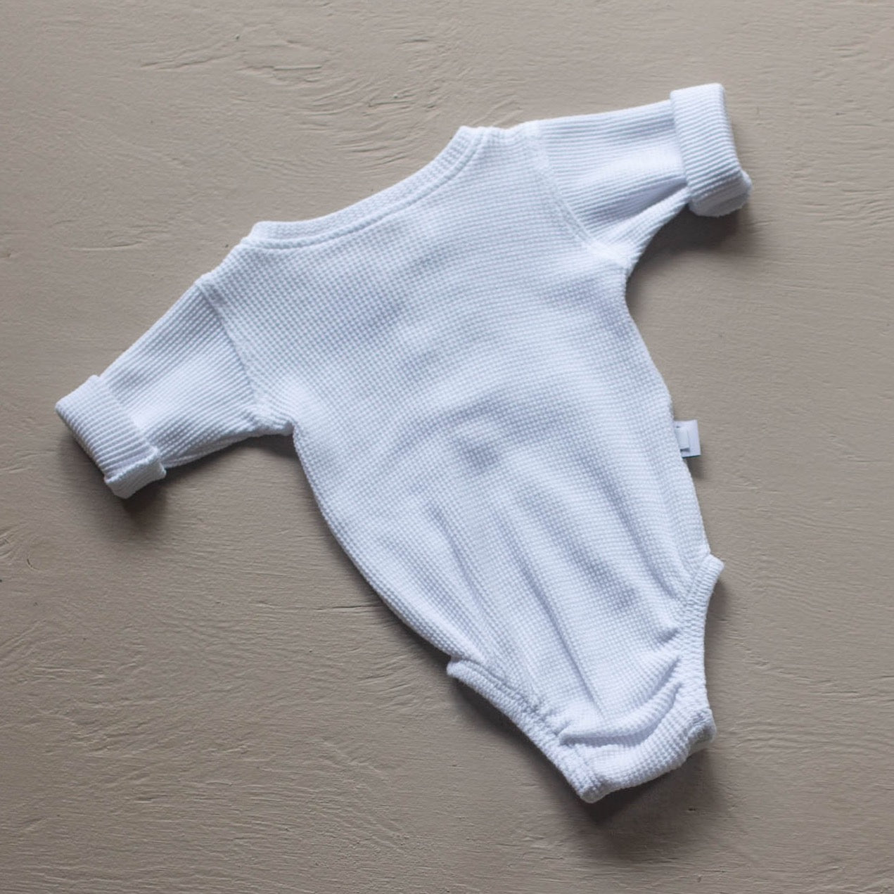 newborn baby waffle cotton white bodysuit romper white