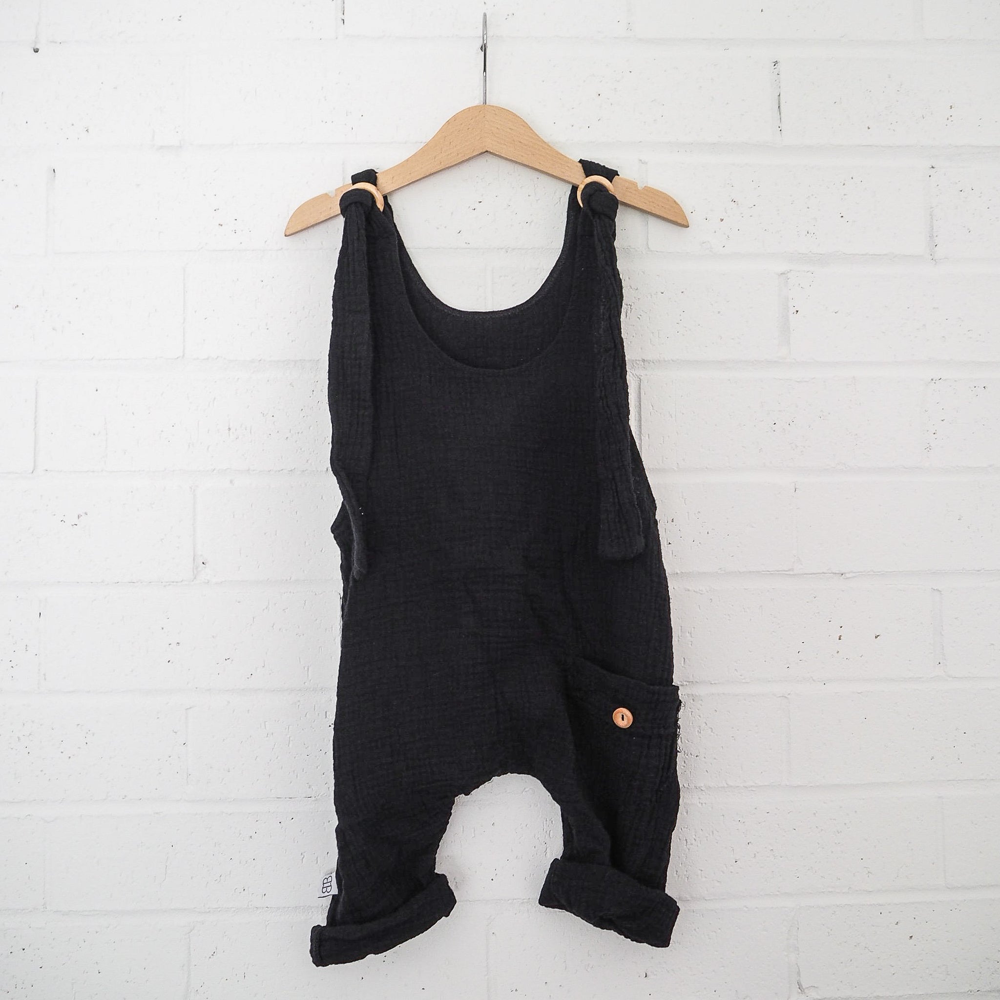 Black toddler overalls organic cotton