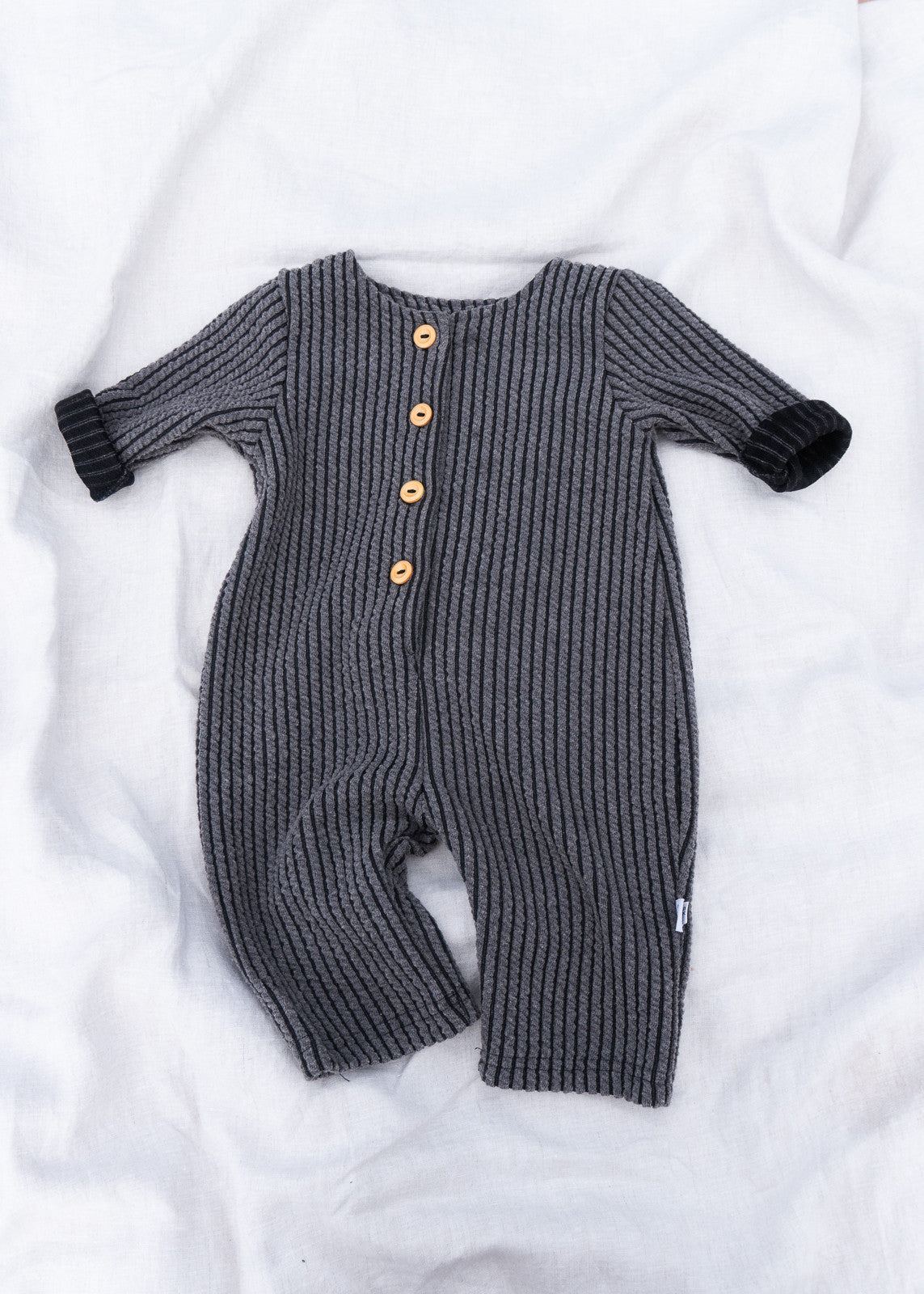 Long Oversized Baby Onesie - Charcoal