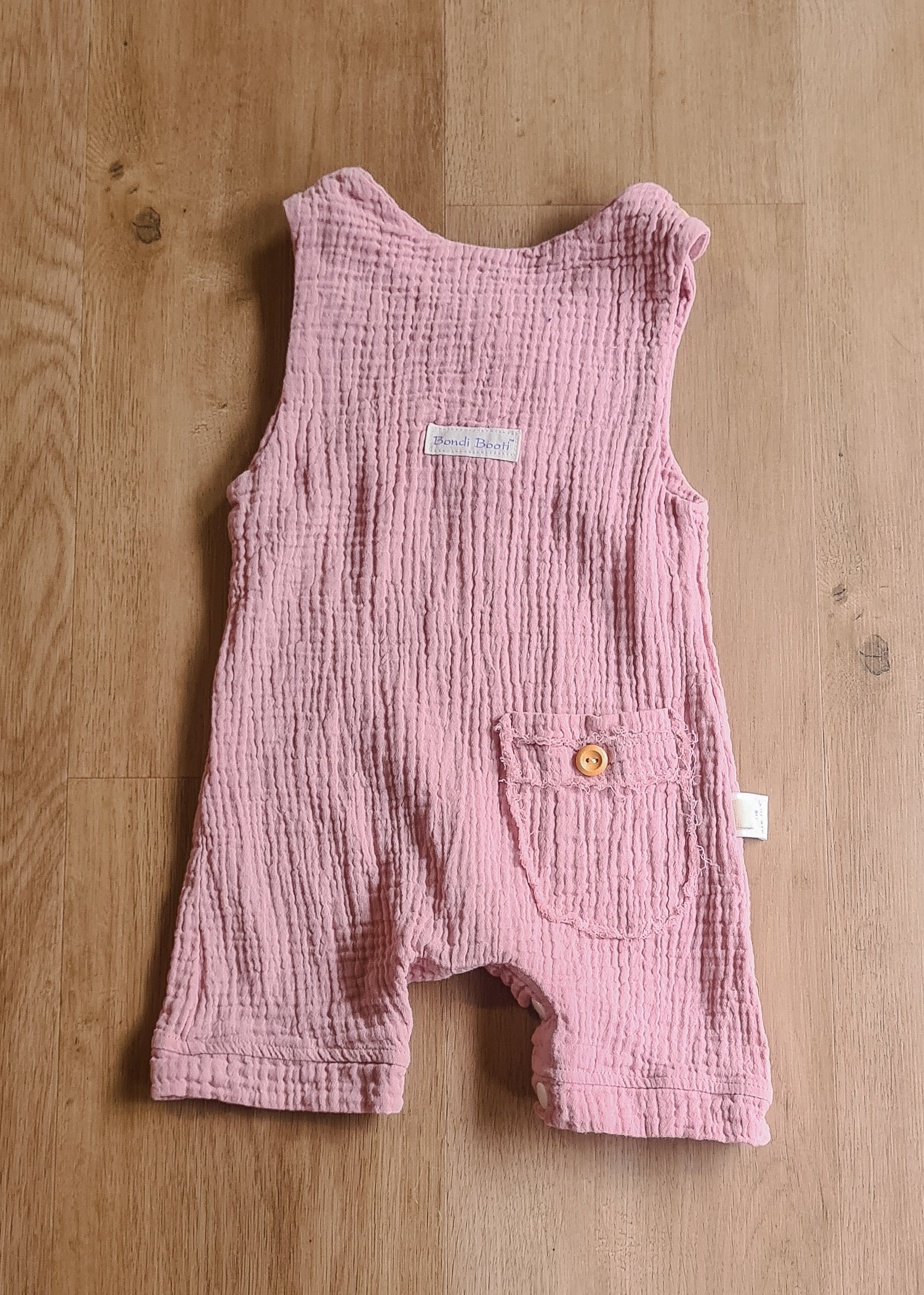 Organic cotton baby romper pink overalls