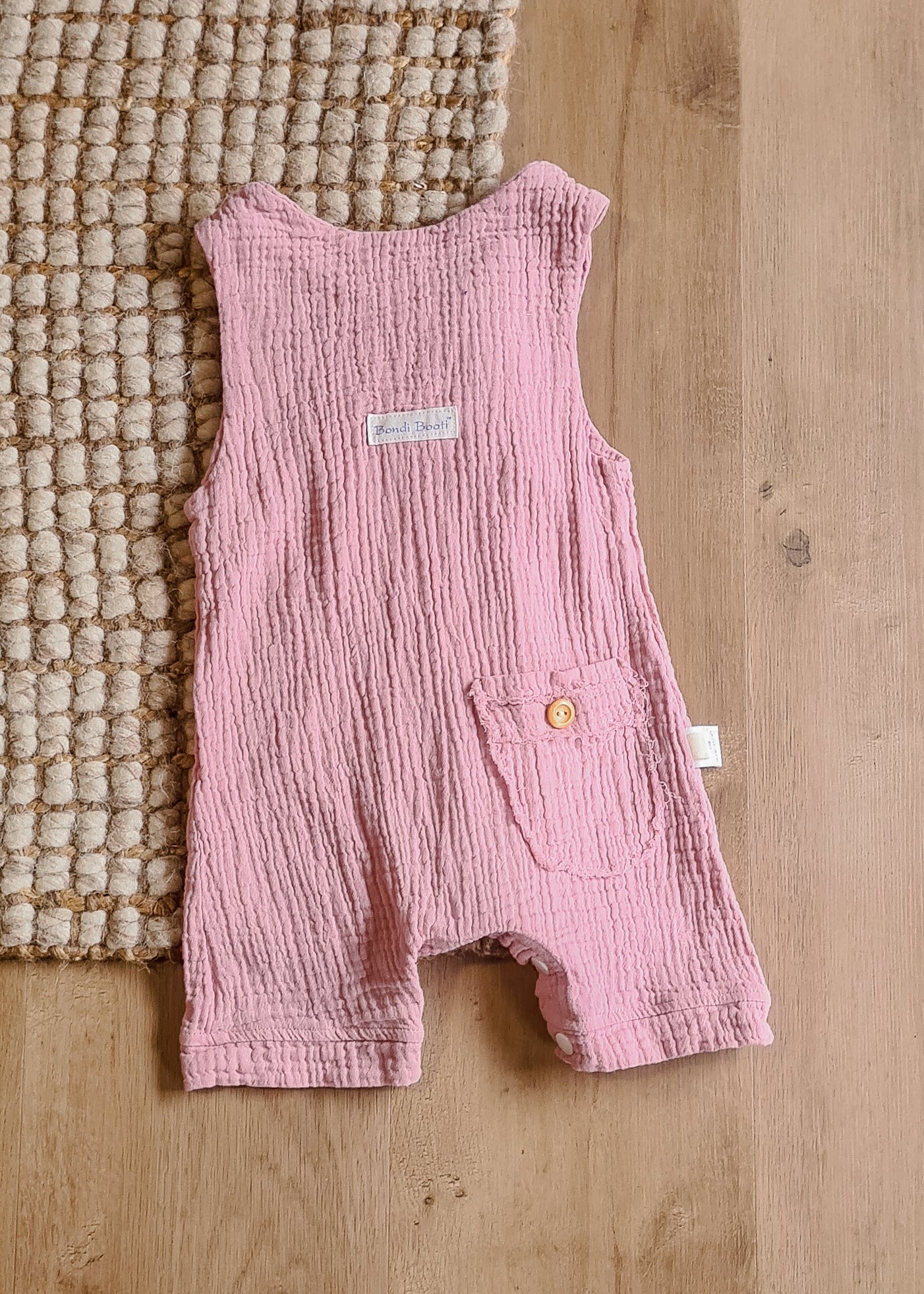 Organic cotton baby romper pink overalls