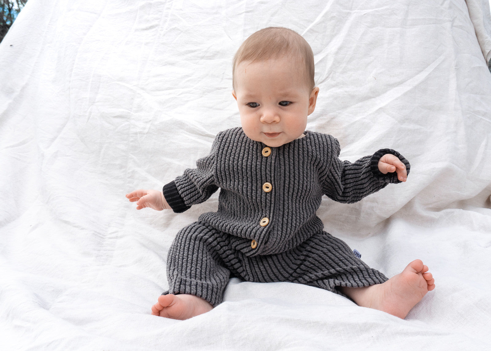 Long Oversized Baby Onesie - Charcoal