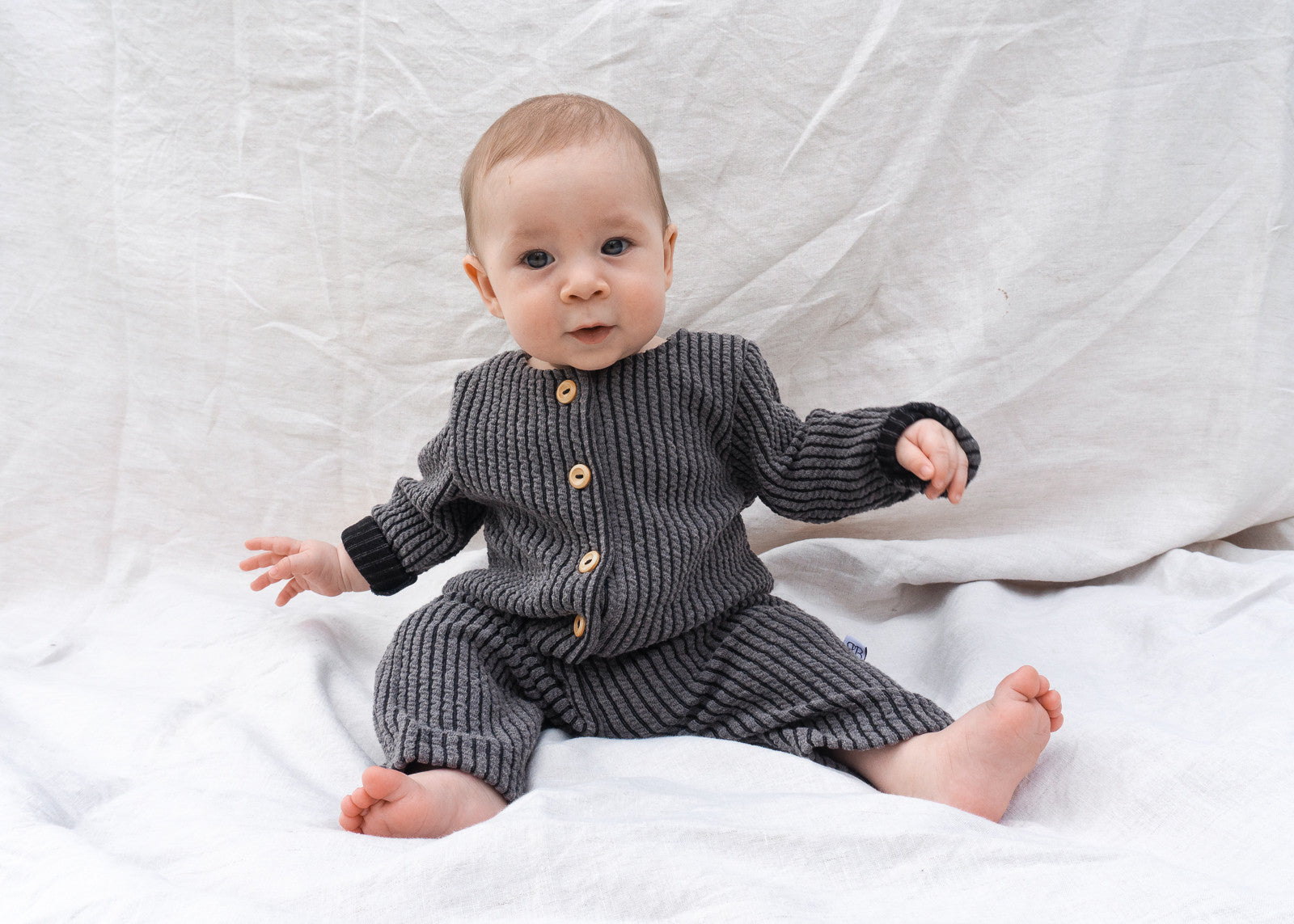 Long Oversized Baby Onesie - Charcoal