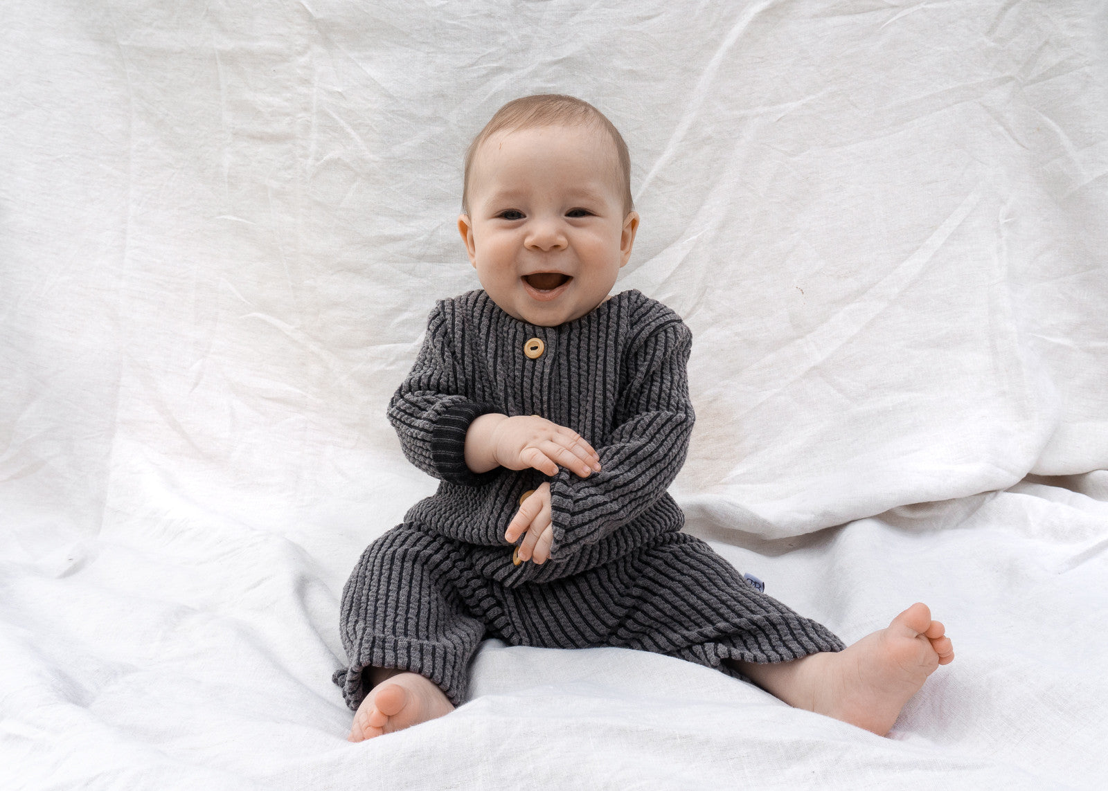 Long Oversized Baby Onesie - Charcoal