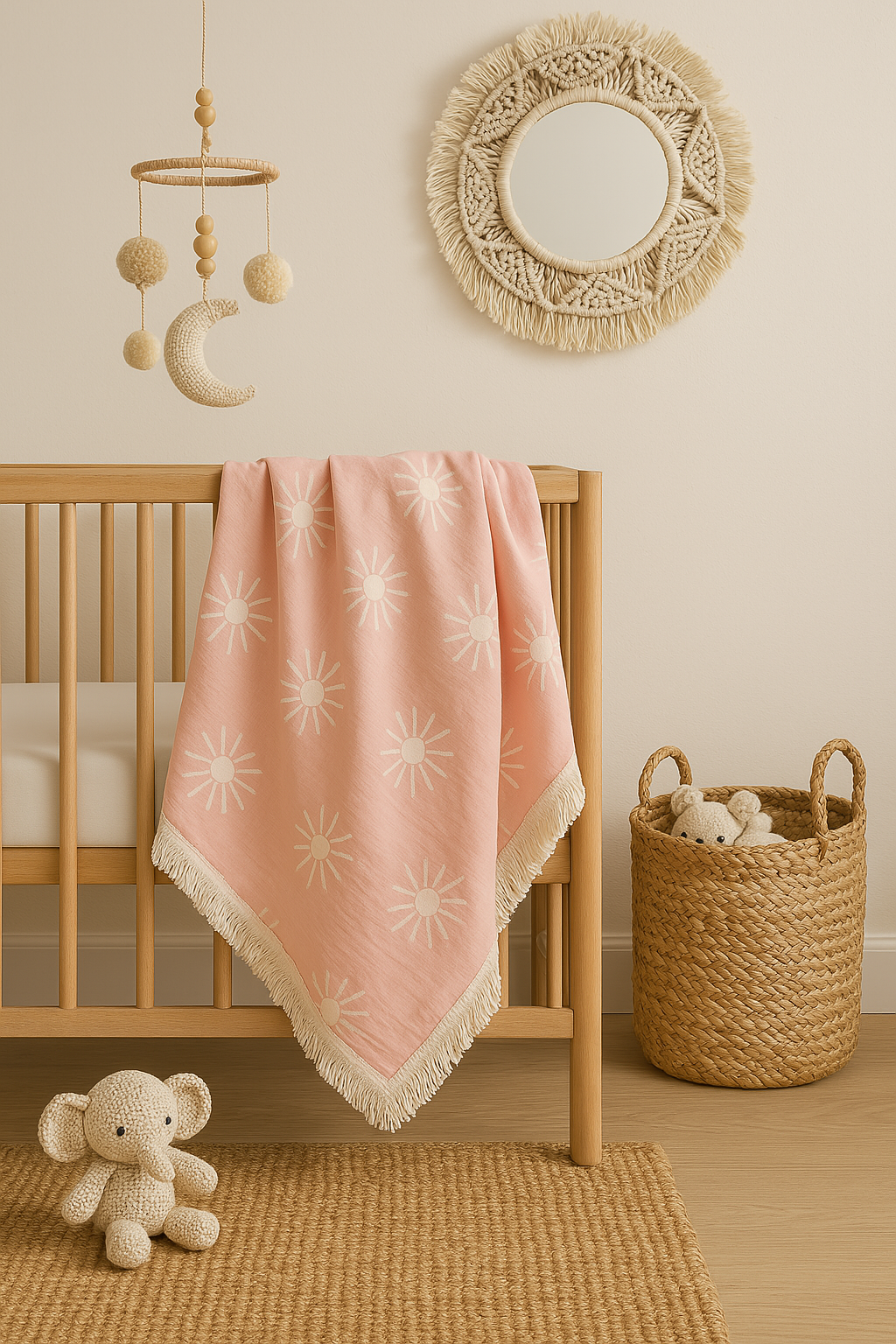 Cotton Baby Blanket - Pink Sun