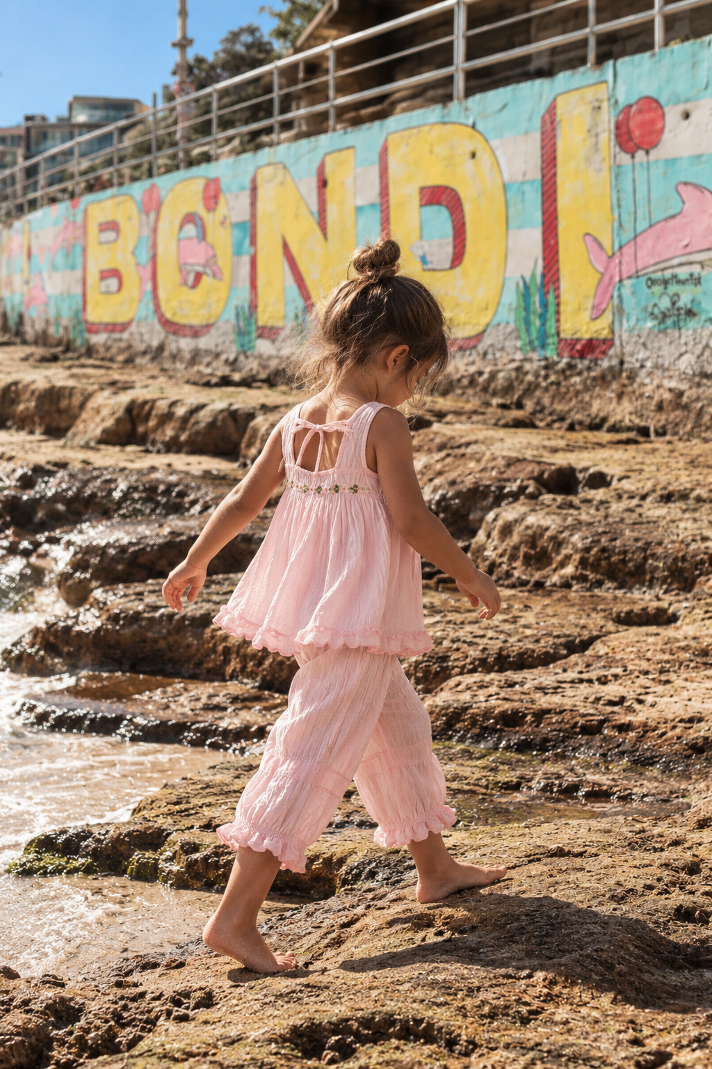 Mia Cotton Smock Dress - Pink