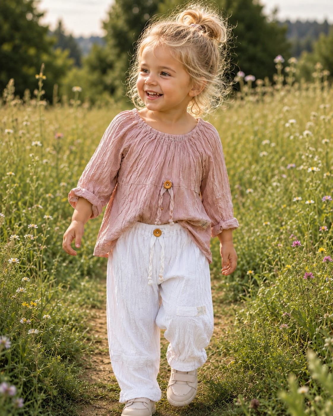 Cloud Set - Blush Top White Pants