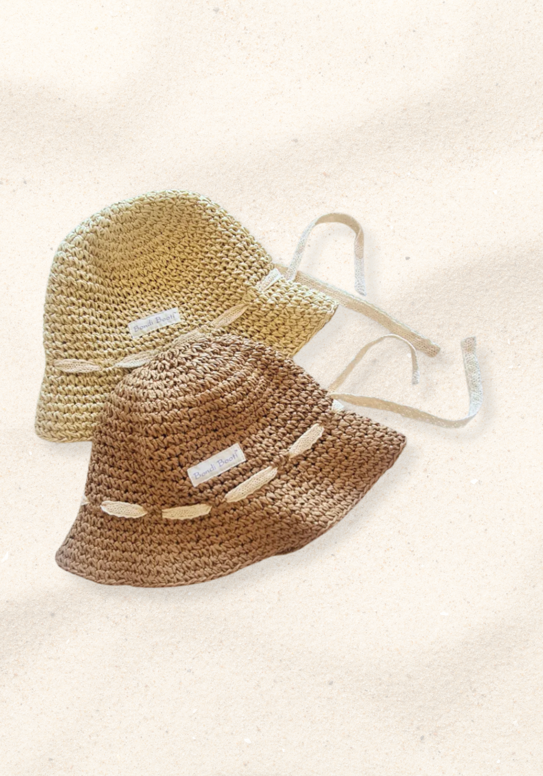 Toddler beach bucket hat with wide brim for sun protection, made from breathable soft straw with adjustable drawstring