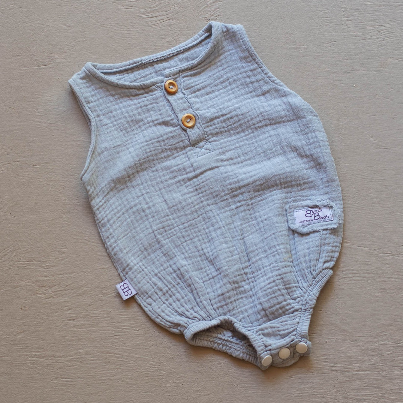 Neutral baby romper organic cotton australian made