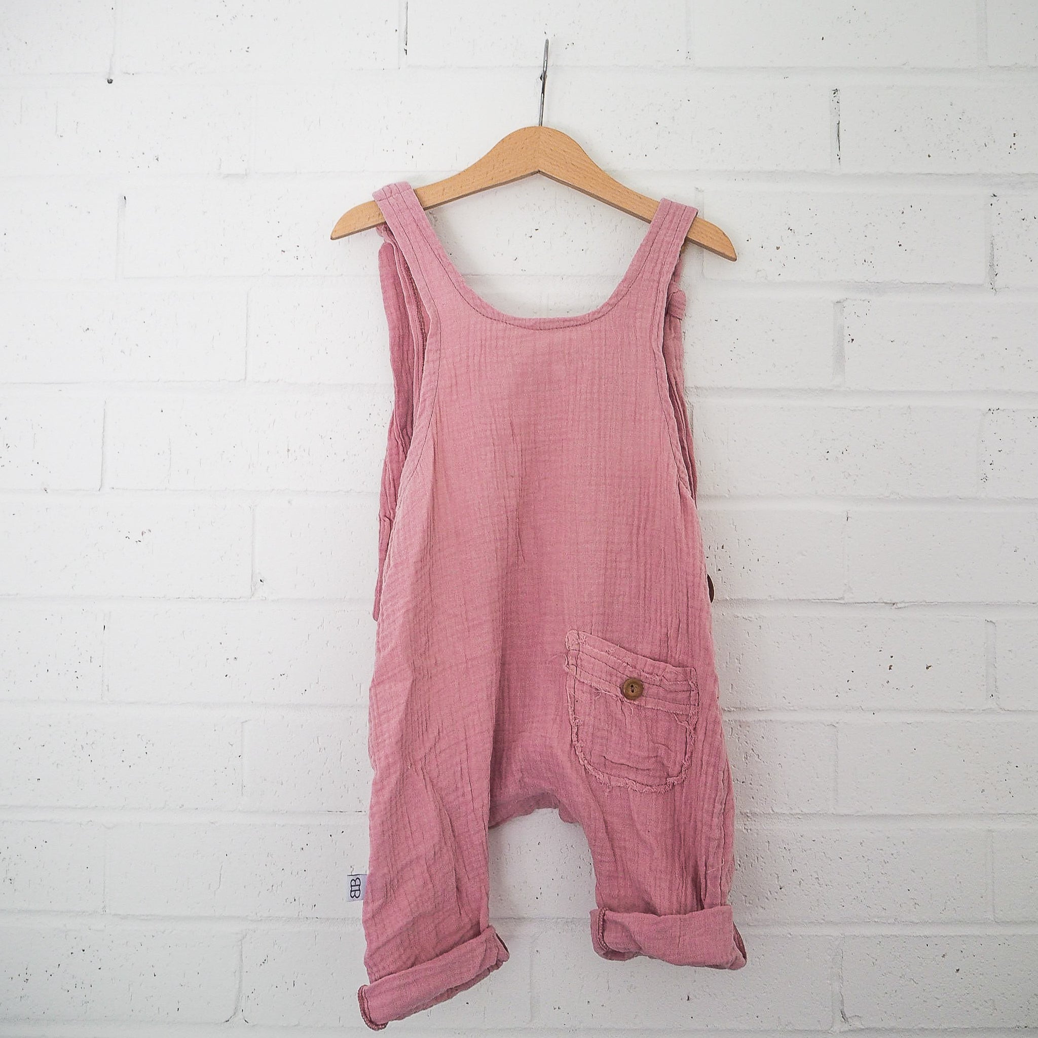 Pink toddler overalls organic cotton